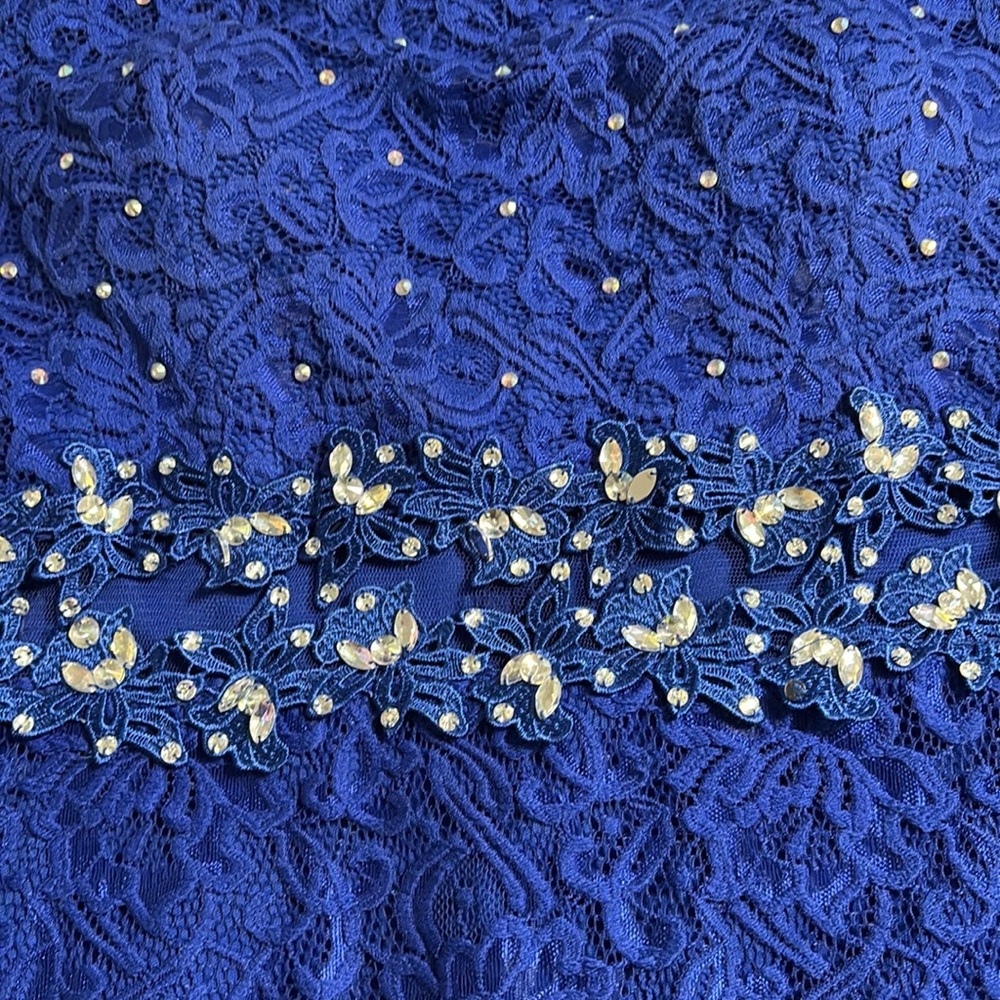Elegant Blue Lace Dress - Picture 3 of 10